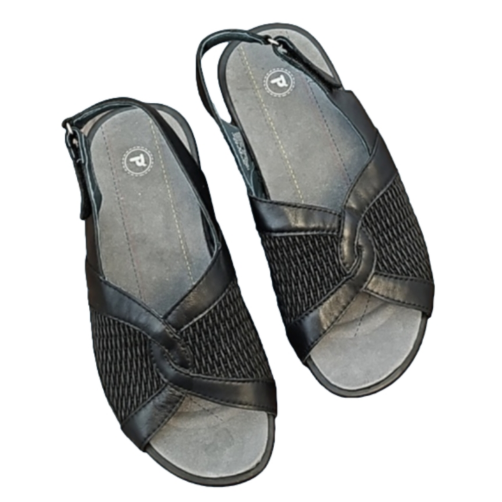 Propet, Madeline women’s sling-back sandal, black, size 7.5 WIDE